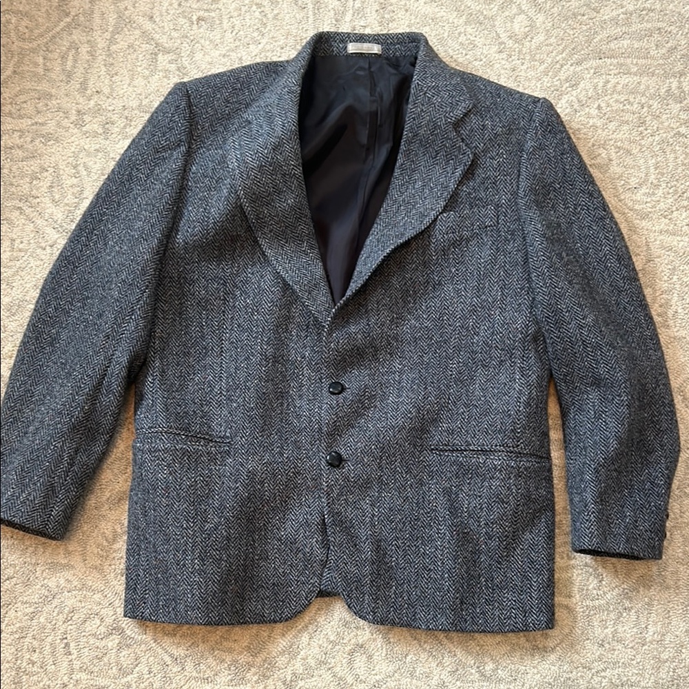 Vintage Wool Harris Tweed Gray Sport Blazer 44R